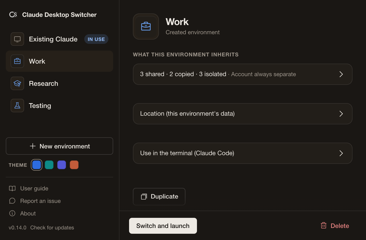 Settings Interface
